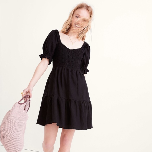 Madewell Linen-Blend Lucie Smocked Mini Dress - Picture 1 of 10